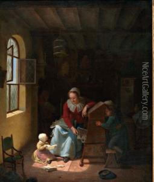 Huiselijk Geluk Oil Painting - Basile De Loose