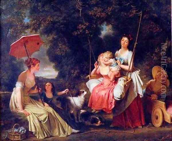 Women and Children in a Park Oil Painting - Baron Francois Gerard