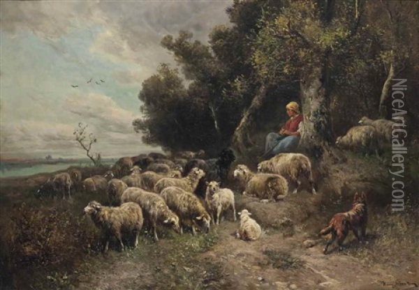 The Shepherdess Oil Painting - Henry Schouten