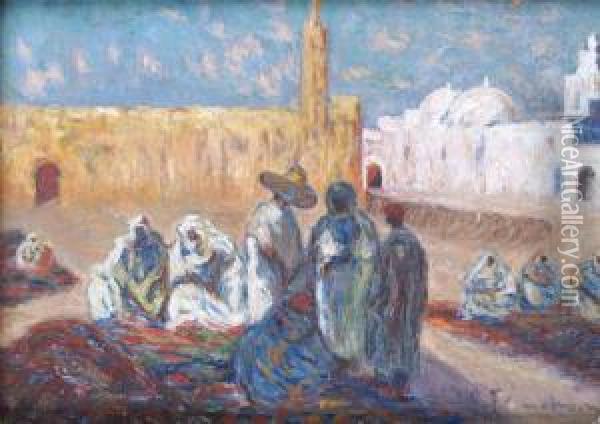 L'ancienne Et La Nouvelle Mosquee A Ouargla En Algerie Oil Painting - Gustave Flasschoen