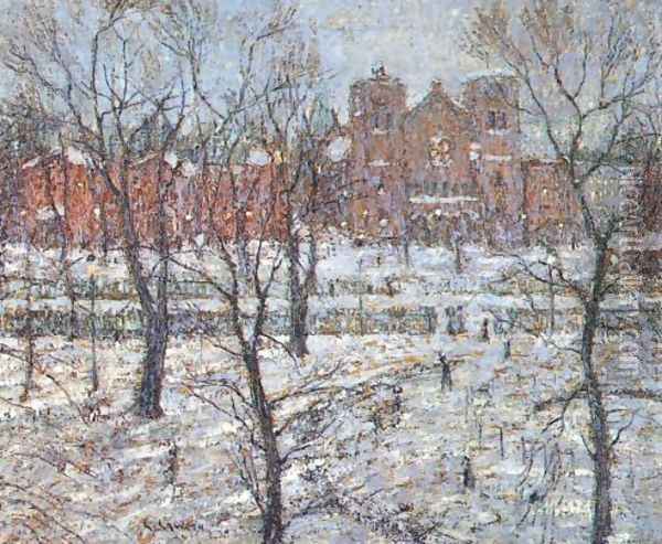 Stuyvesant Square in Winter Oil Painting - Ernest Lawson
