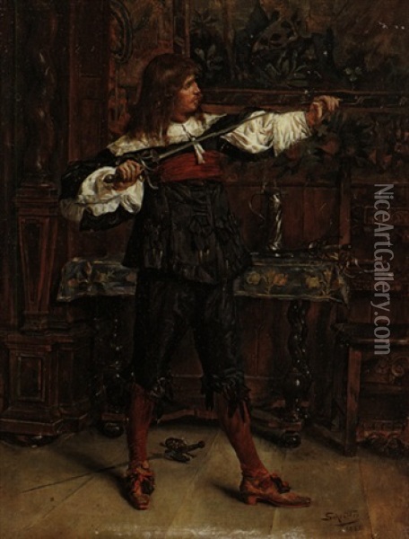 Der Fechtmeister Oil Painting - Alfred von Schroetter