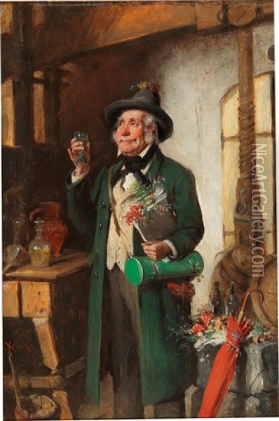 The Satisfied Botanist Oil Painting - Hermann Kern