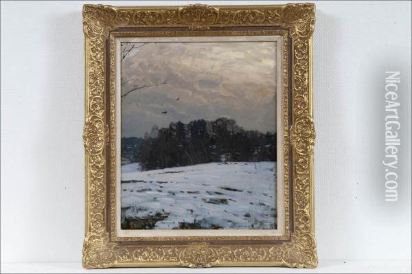 Talvipaiva - Vinterdag Oil Painting - Alfred Bergstrom