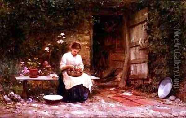 Peeling Potatoes Oil Painting - Sir Samuel Luke Fildes