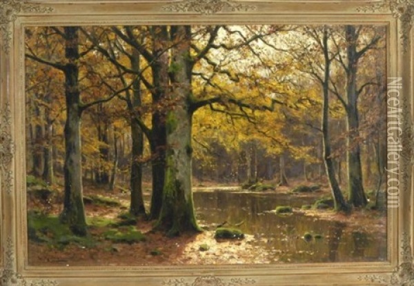 Herbstwald Mit Flusslauf Oil Painting - Walter Moras