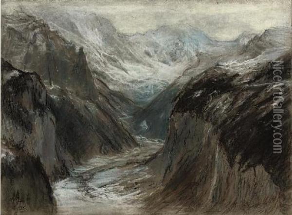 The Lauterbrunnen Valley Oil Painting - Ernest Albert Waterlow