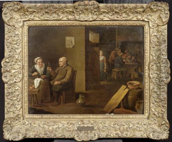 In The Tavern Oil Painting - David The Younger Teniers