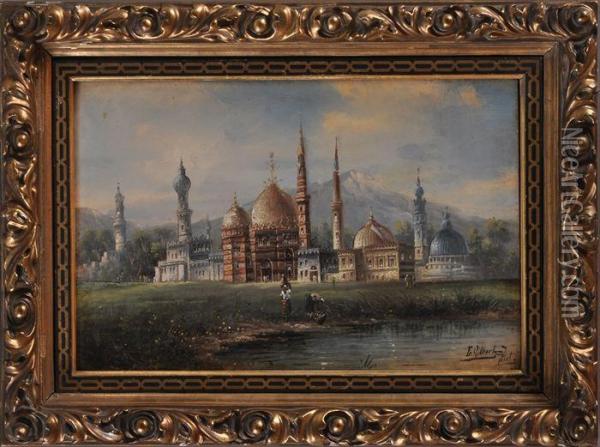 View Of A Mosque Oil Painting - Frederick Gilbert