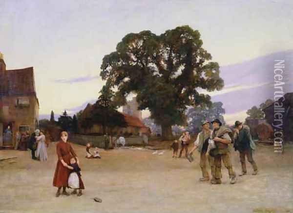 Our Village Oil Painting - Sir Hubert von Herkomer