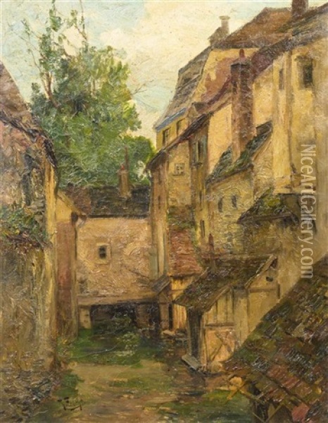 Courtyard Oil Painting - Theodor Feucht