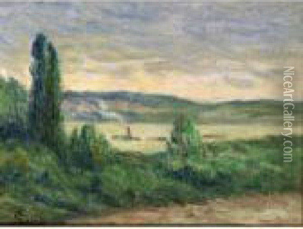 Les Bords De La Seine A Rolleboise Oil Painting - Maximilien Luce