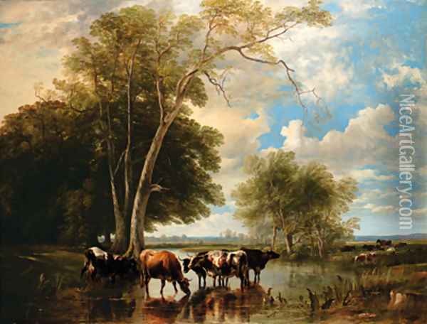 Evening in the Meadows Oil Painting - Thomas Sidney Cooper