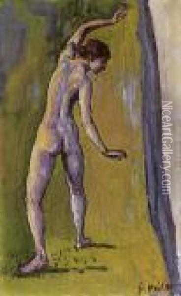 Weiblicher Akt Am Abgrund (folie De L'abime), Um 1909 Oil Painting - Ferdinand Hodler