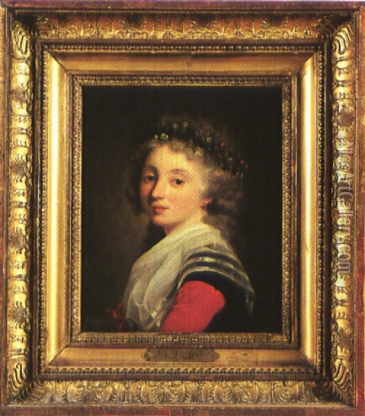 Portrait De Femme A La Couronne De Fleurs Oil Painting - Louis Leopold Boilly