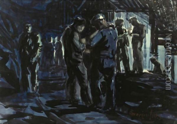 Coal Miners Oil Painting - George Luks