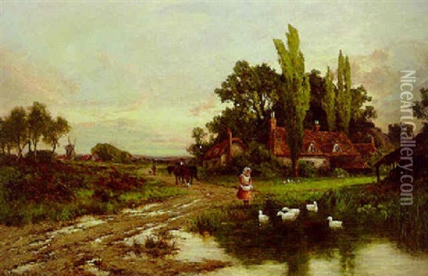 The Duck Pond Oil Painting - Henry H. Parker