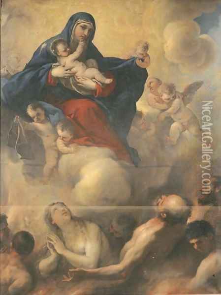 The Madonna and Child with Souls in Purgatory Oil Painting - Luca Giordano