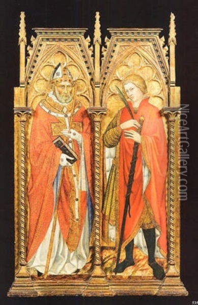 Santo Vescovo E Santo Cavaliere Oil Painting - Taddeo Di Bartolo