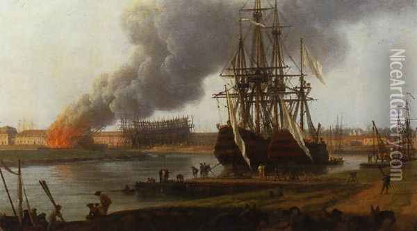Second sight of the port of Bordeaux, detail Oil Painting - Claude-joseph Vernet