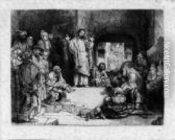 Christ Preaching ('la Petite Tombe') Oil Painting - Rembrandt Van Rijn
