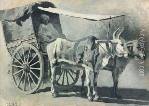 Un Attelage Indien. Oil Painting - Edwin Lord Weeks