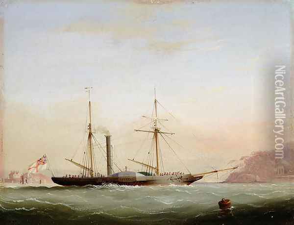 Paddle Steamer in Plymouth Sound off Mount Edgecombe, 1841 Oil Painting - Nicholas Matthews (1816-51) Condy