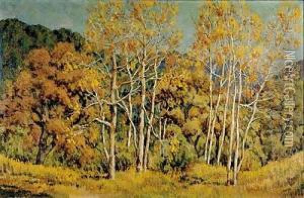 Autumn Oil Painting - Jonas Lie