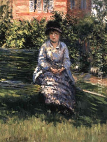 Madame Renoir Dans Le Jardin Du Petit Gennevilliers Oil Painting - Gustave Caillebotte