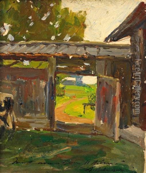 The Farmyard Gate Oil Painting - Isaak Levitan