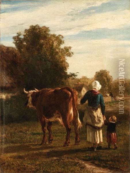 The Walk To Pasture Oil Painting - Constant Troyon