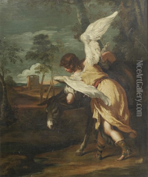 An Angel And Mule From The Flight Into Egypt Oil Painting - Sebastiano Ricci