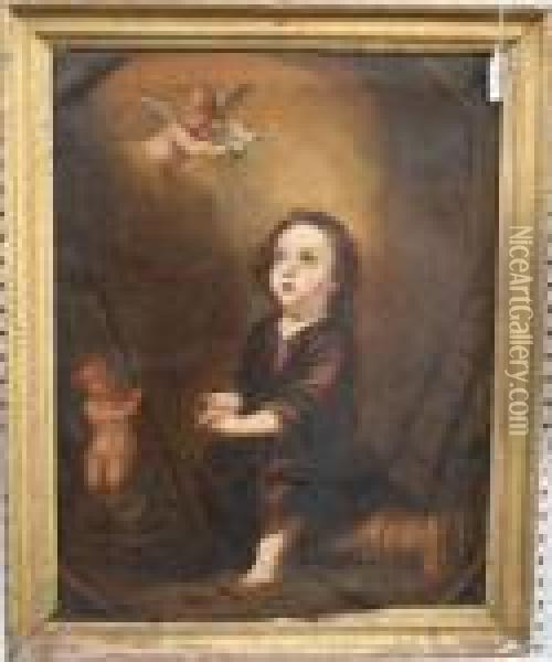 Portrait Study Of The Young Christ Child Seated With A Crown Of Thorns On His Lap Oil Painting - Bartolome Esteban Murillo