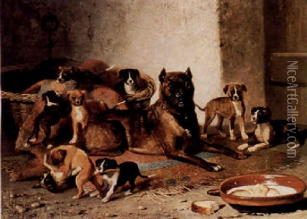 A Dog Gathering Oil Painting - Bernard de Gempt