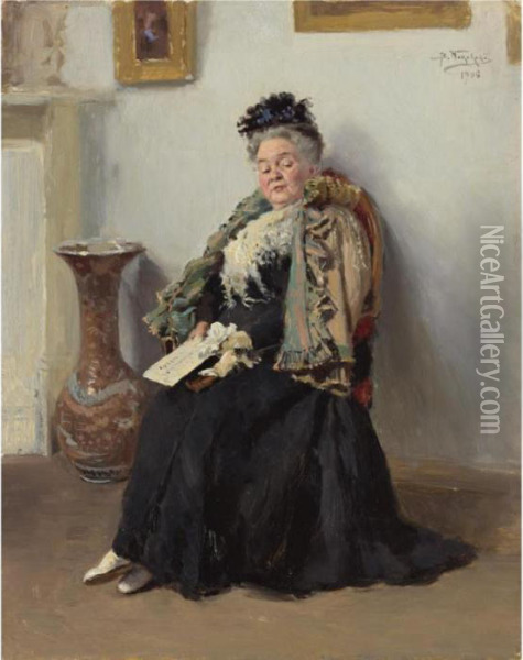 Portrait Of A Noblewoman Oil Painting - Vladimir Egorovic Makovsky