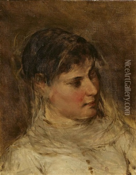 Portrait Of A Girl Oil Painting - Mathias Schmid