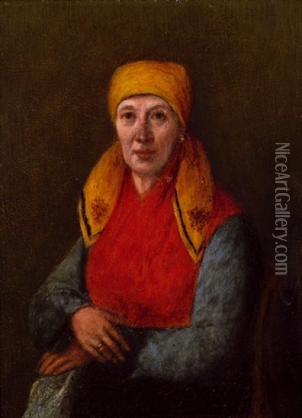 Bildnis Einer Frau Mit Kopftuch Oil Painting - Michael Neder