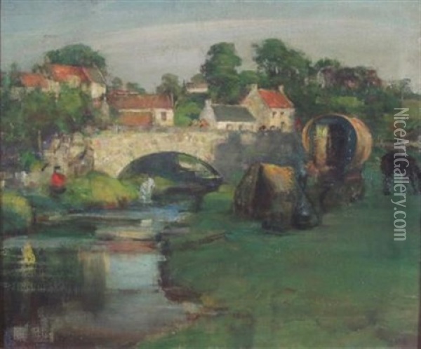 On The Water Of Leith Oil Painting - James Riddel