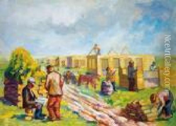The Village Builders Oil Painting - Issachar ber Ryback