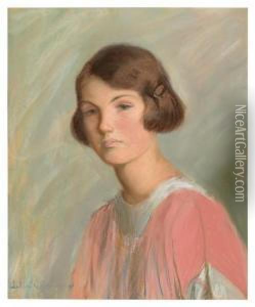 Portrait Of Edith Grew, The Artist's Granddaughter. Oil Painting - Lilla Calbot Perry