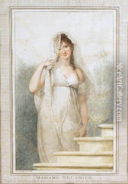 Madame Recamier Oil Painting - Antoine Alexandre J. Cardon