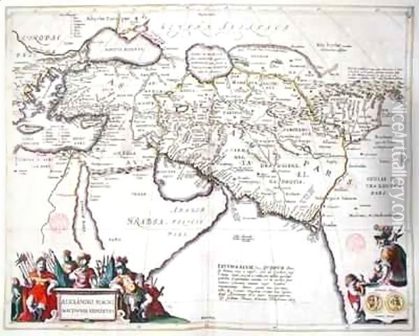 Map of the travels of Alexander the Great Oil Painting - Willem and Joan Blaeu