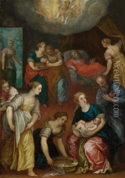 The Birth Of The Virgin Oil Painting - Hendrik van Balen the Elder