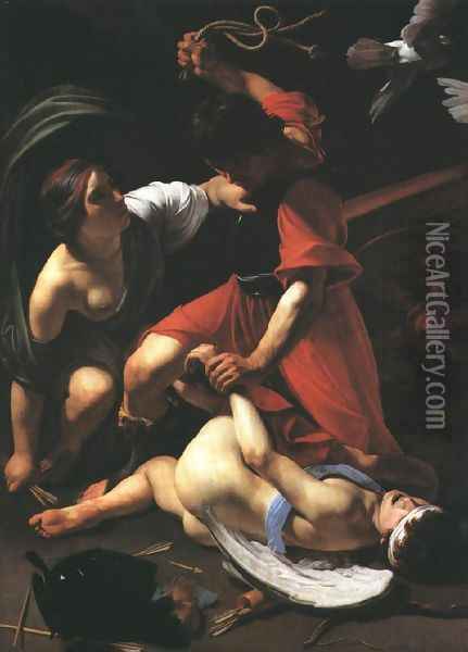 Cupid Chastised 1605-10 Oil Painting - Bartolomeo Manfredi