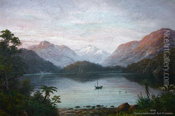 Lake Te Anau Oil Painting - William George Baker