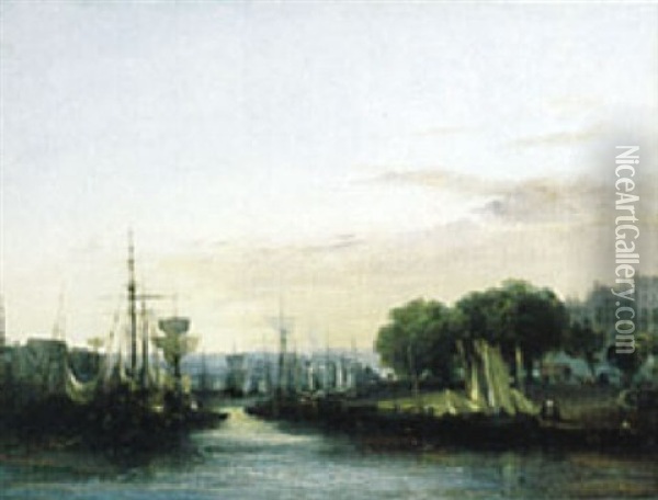 Le Port De Rouen Oil Painting - Jules Achille Noel