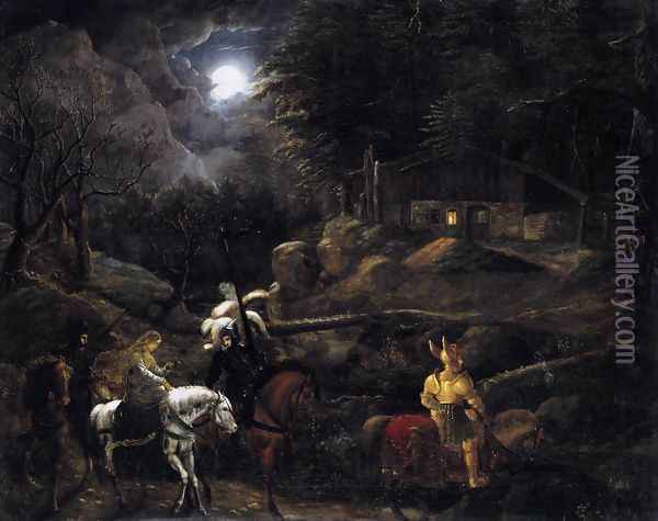 Knight before the Charcoal Burner's Hut 1816 Oil Painting - Carl Philipp Fohr