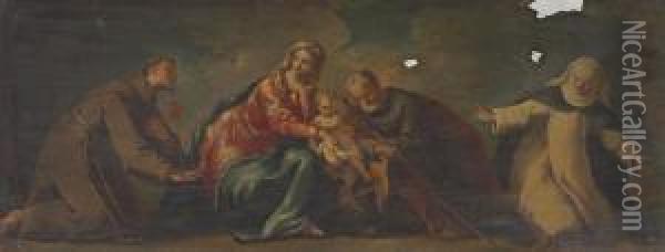 The Holy Family With Saints Francis And Catherine Of Siena Oil Painting - Nicola Grassi