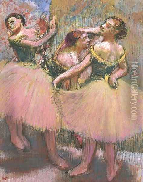 Trois danseuses (corsages verts) Oil Painting - Edgar Degas