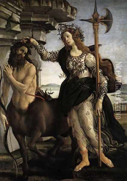 Pallas and the Centaur c. 1482 Oil Painting - Sandro Botticelli